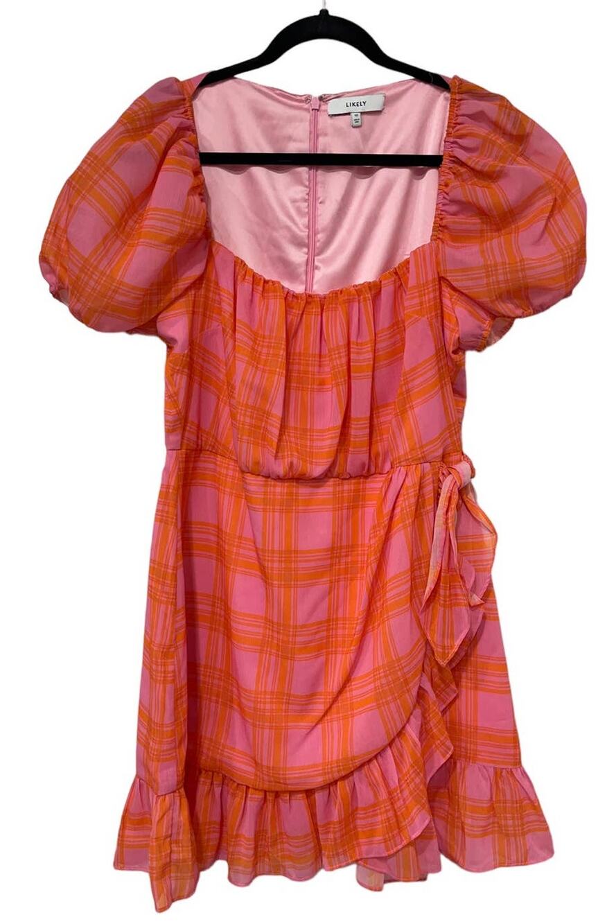 Likely dress orange pink plaid Havana minidress